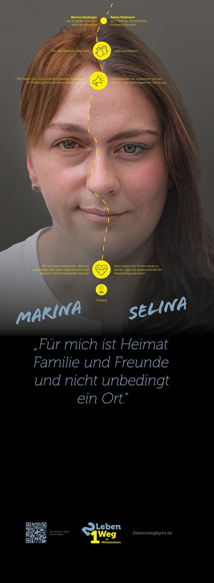 Ausstellungsplakat: Porträtpaar Marina & Selena